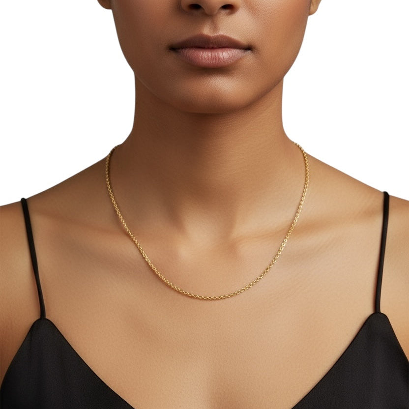 Rolo Link Chain 2.5mm Necklace in 18K gold-filled, view 7