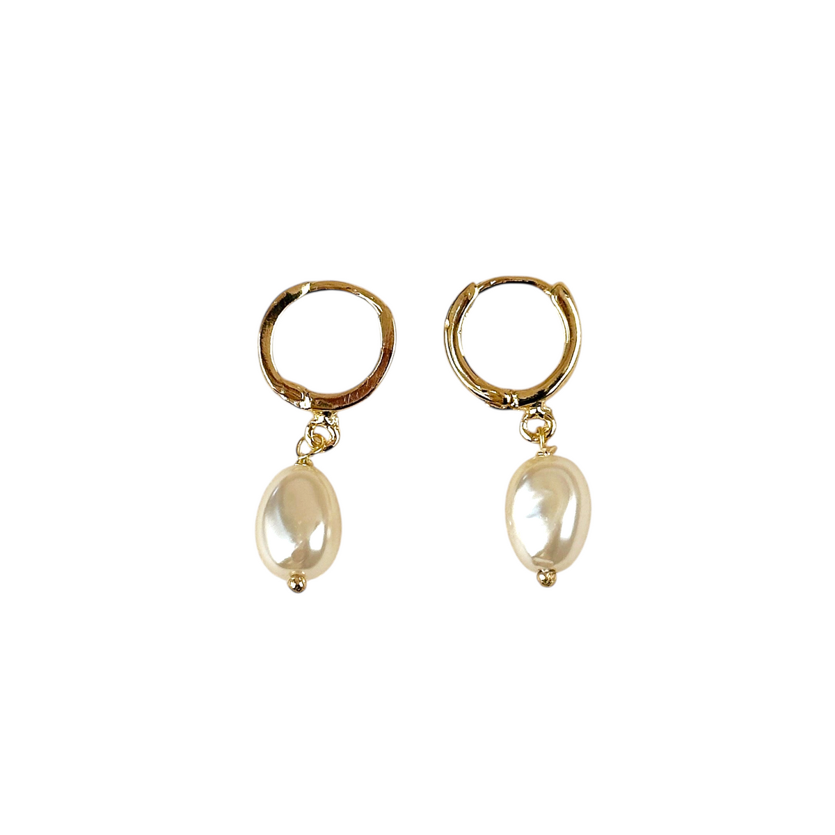 Baroque Pearl Drop 18mm Hoop Earrings in 18K gold-filled