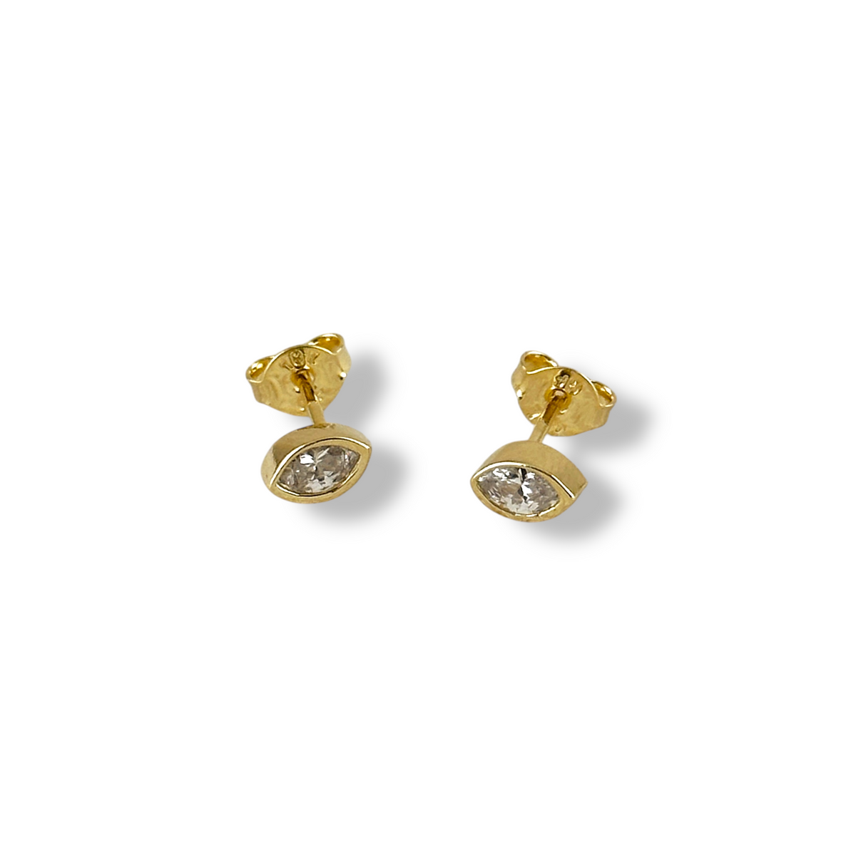 Marquise Bezel CZ 7mm Stud Earrings in 18K gold-filled