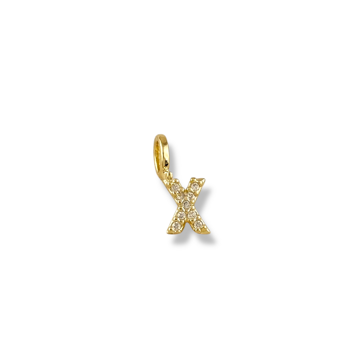 Letter X pavé CZ initial charm, 12mm, 18K gold-filled