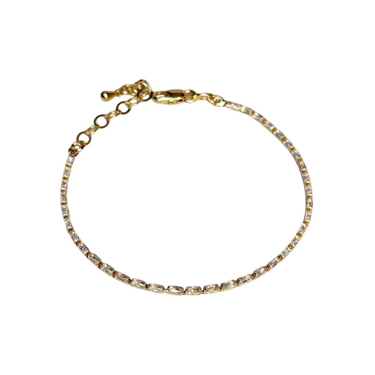 Baguette CZ 1.5mm Riviera Bracelet in 18K gold-filled