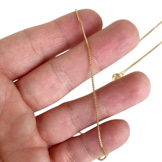 Box Chain 0.85mm Necklace in 18K gold-filled, view 2