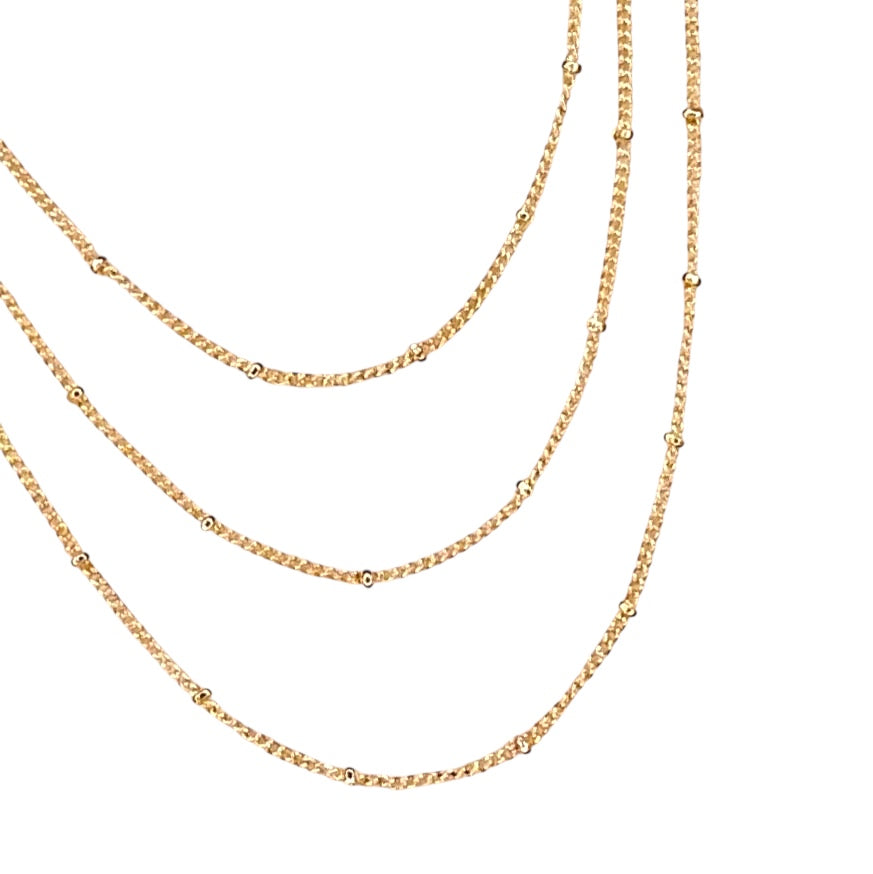 Satellite Link Chain 1mm Necklace in 18K gold-filled, view 2