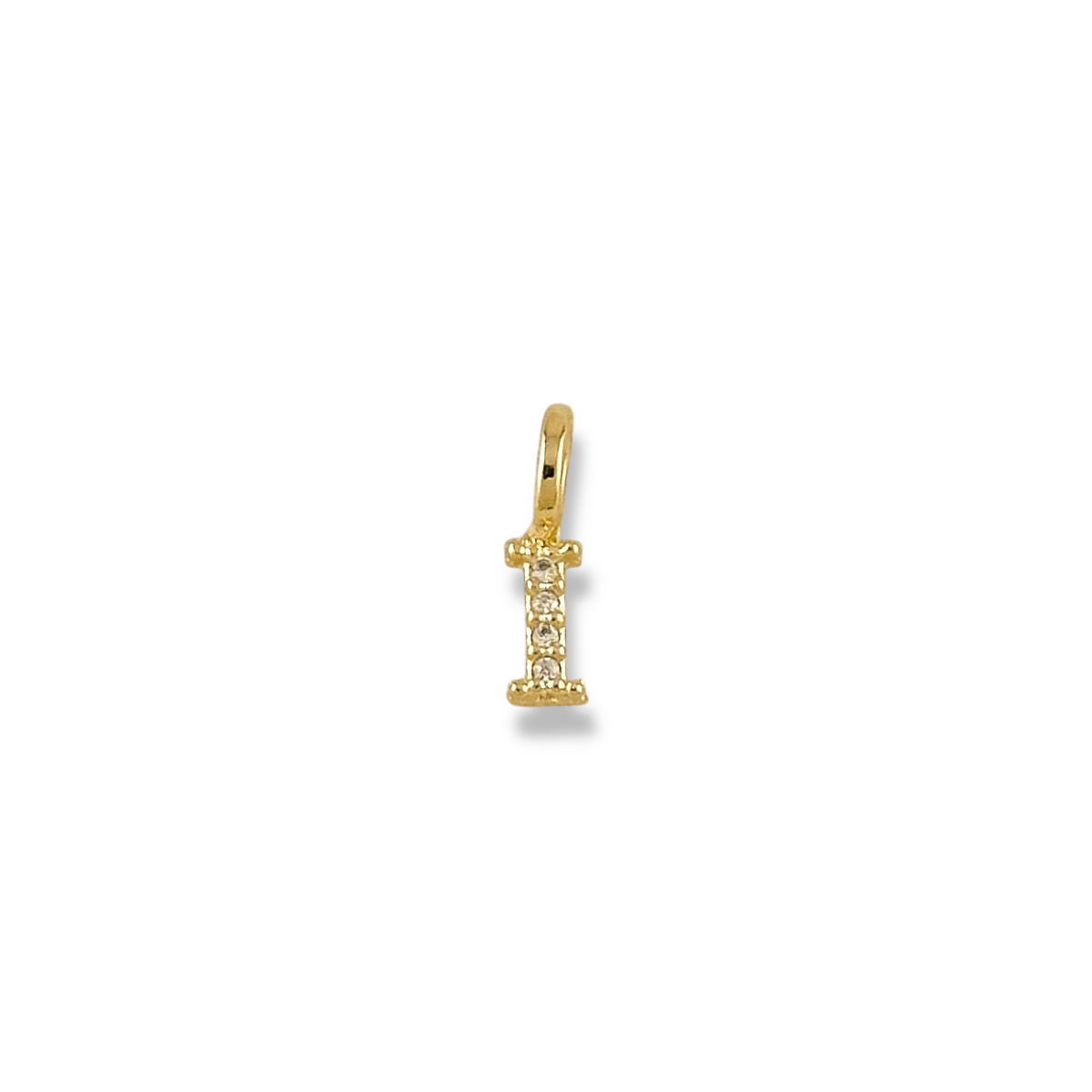 Letter I pavé CZ initial charm, 12mm, 18K gold-filled