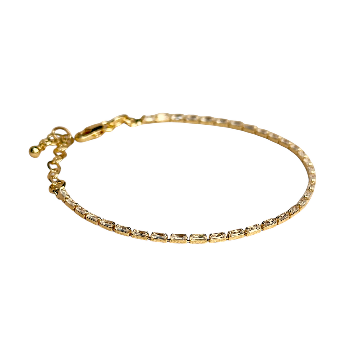 Baguette CZ 1.5mm Riviera Bracelet in 18K gold-filled, view 2