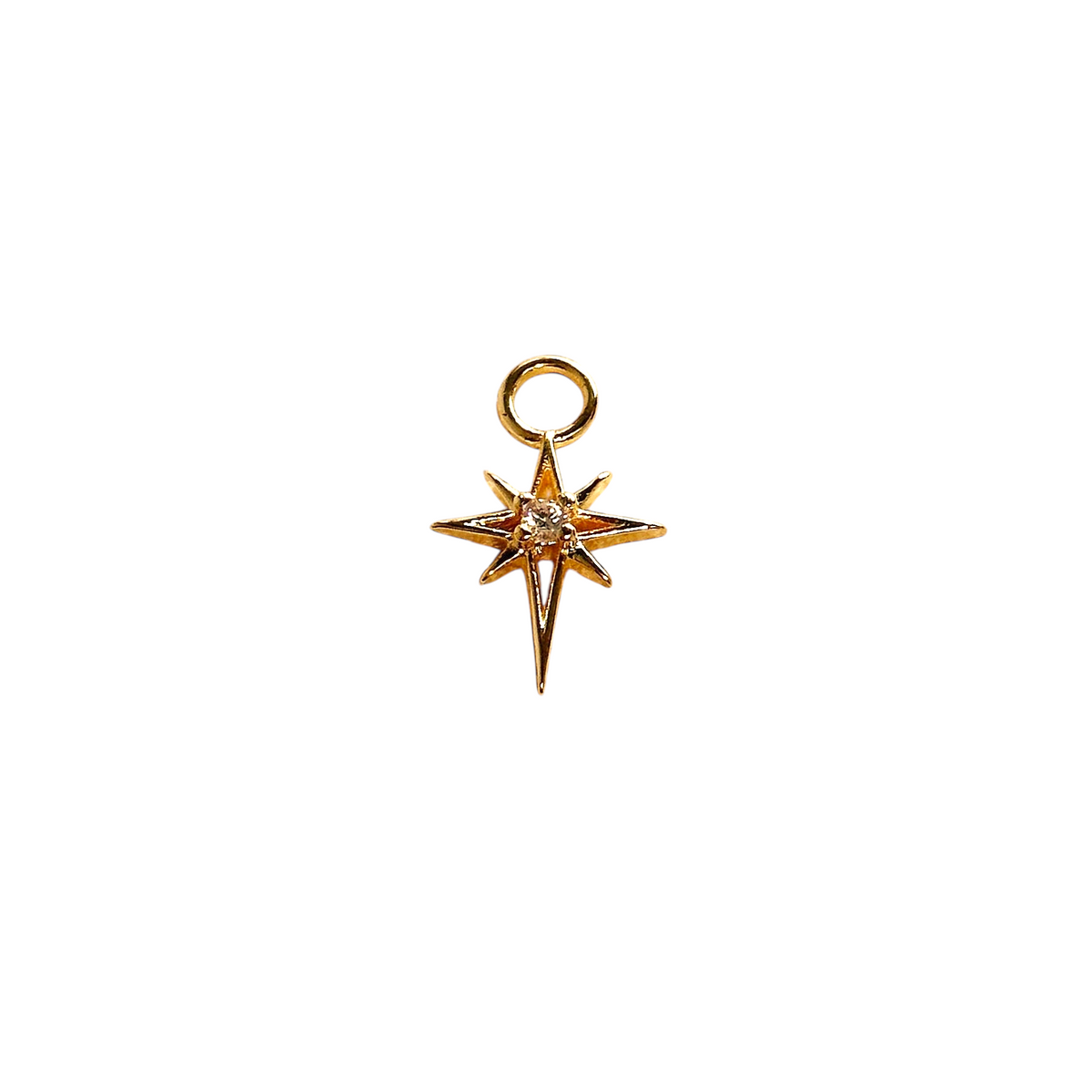 Starburst CZ Charm Hoop Earring in 18K gold-filled, Mini Starburst Charm