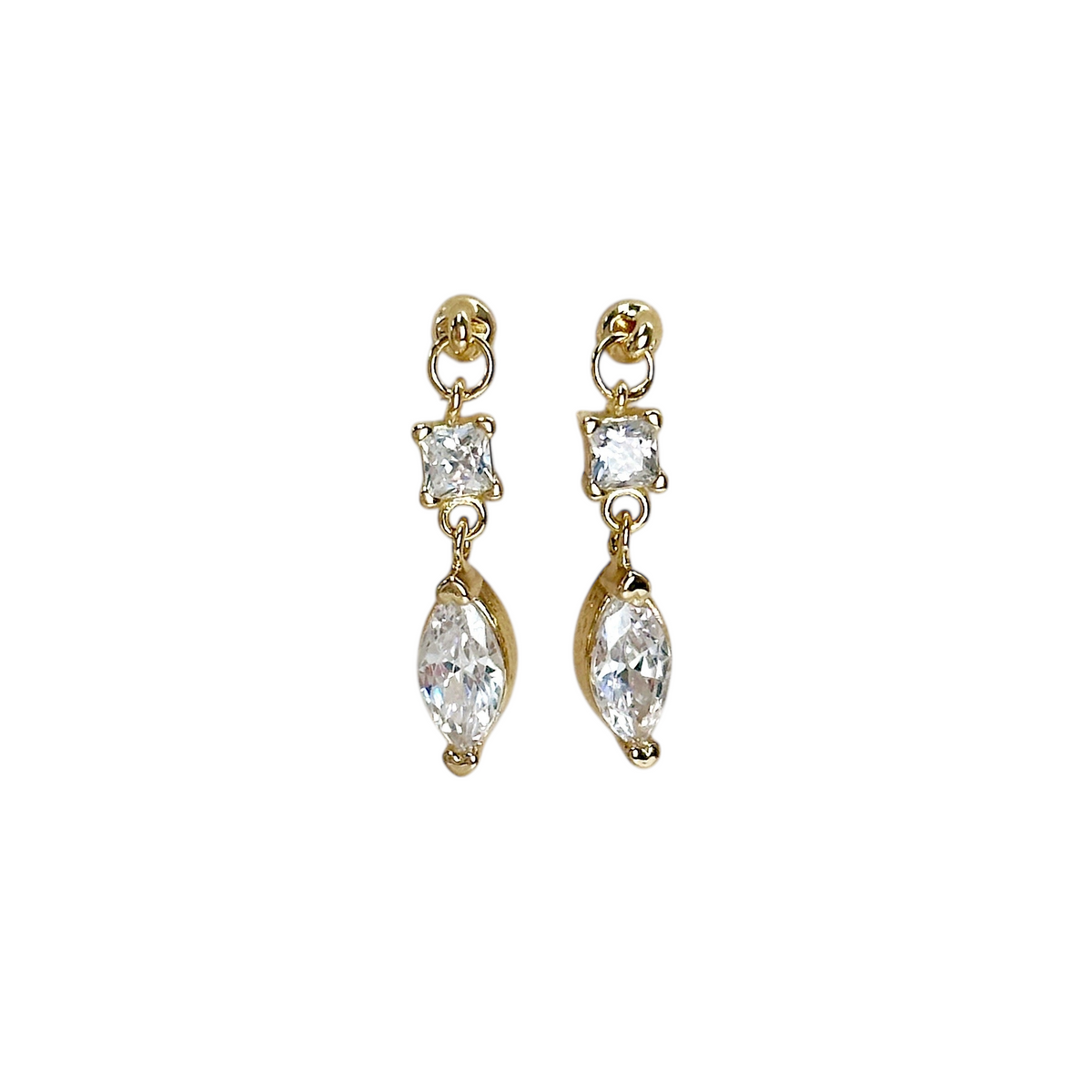 Princess Marquise CZ 20mm Drop Earrings in 18K gold-filled