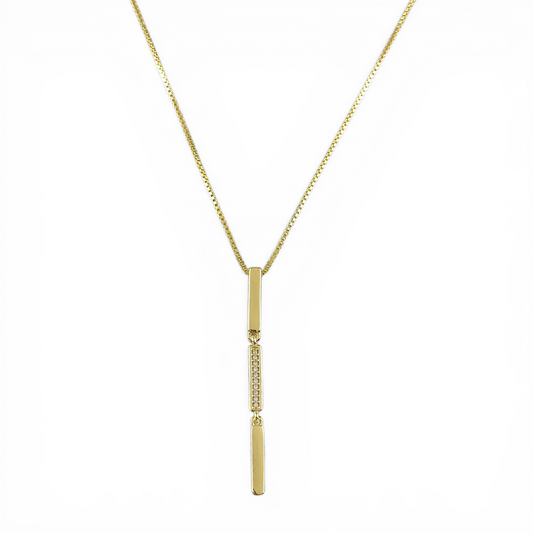 Triple Bar Pavé CZ Drop 18K Gold Filled Necklace