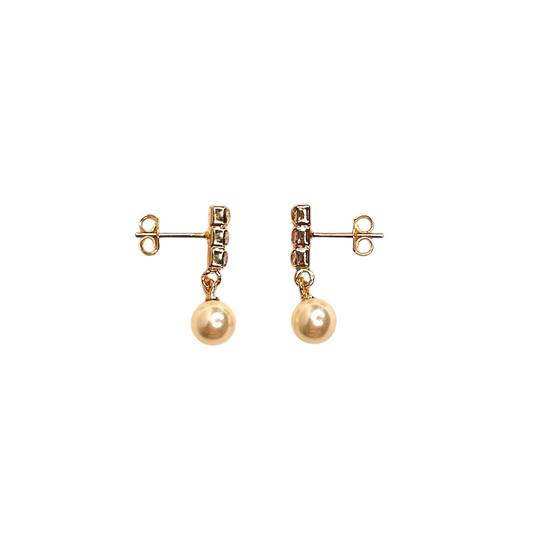 CZ 5mm Pearl Drop 18k Gold Filled Earrings