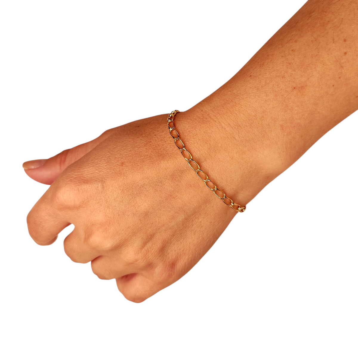 Twist Figaro Chain 18k Gold Bracelet, view 3