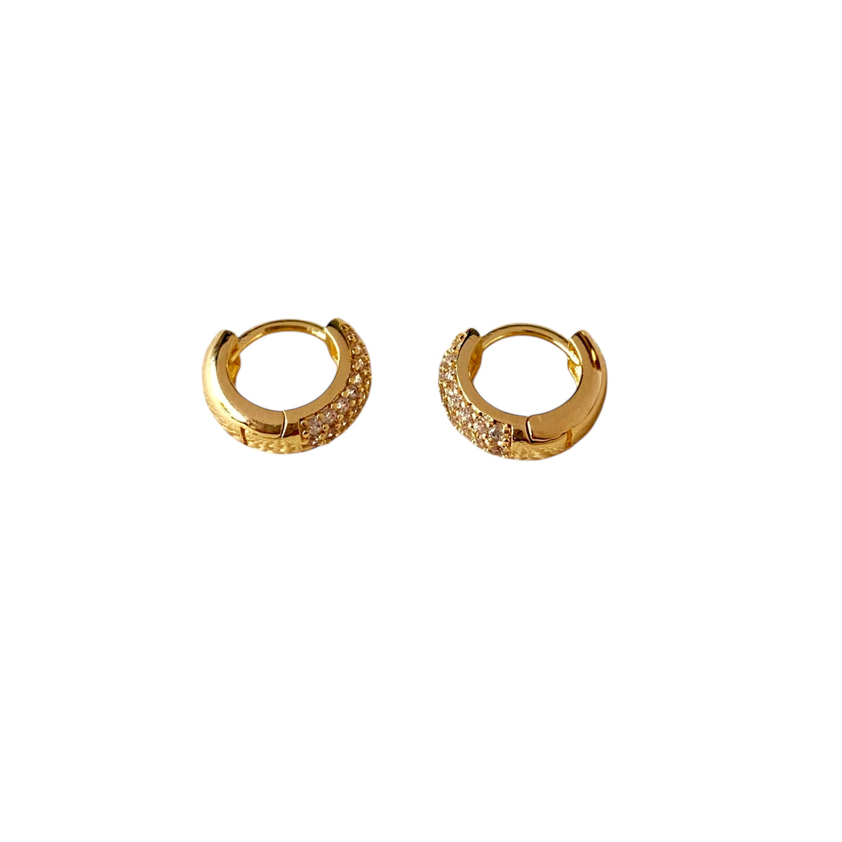CZ Huggie 9mm Hoop Earrings in 18K gold-filled