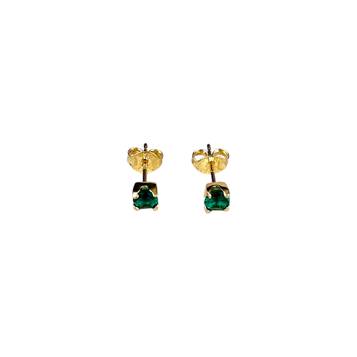 Solitaire Colored CZ 4mm Stud Earrings in 18K gold-filled, view 4