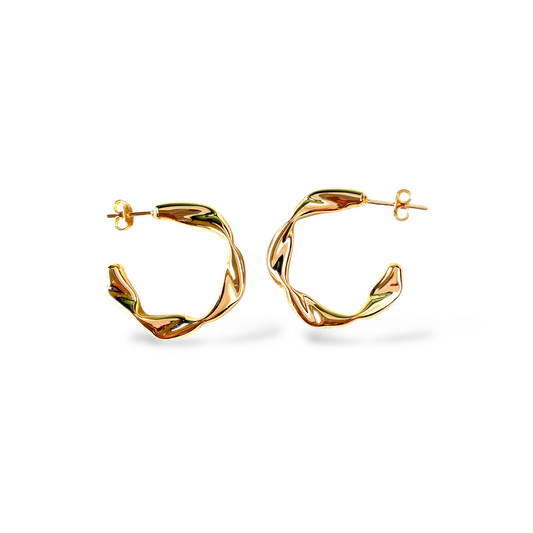 27mm Textured Twist Open Hoop 18K Gold Filled Earrings