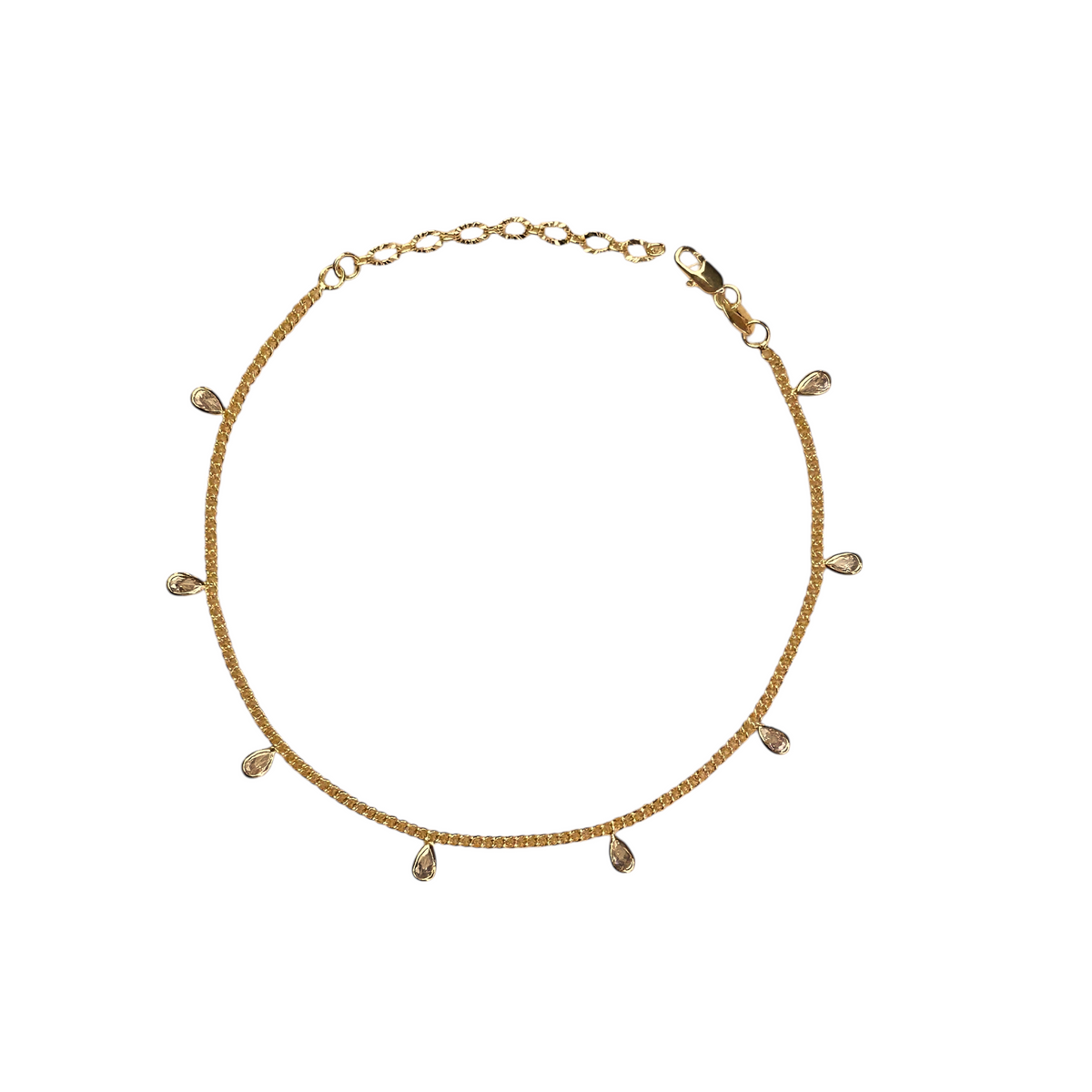 Curb Chain CZ Drops Anklet in 18K gold-filled