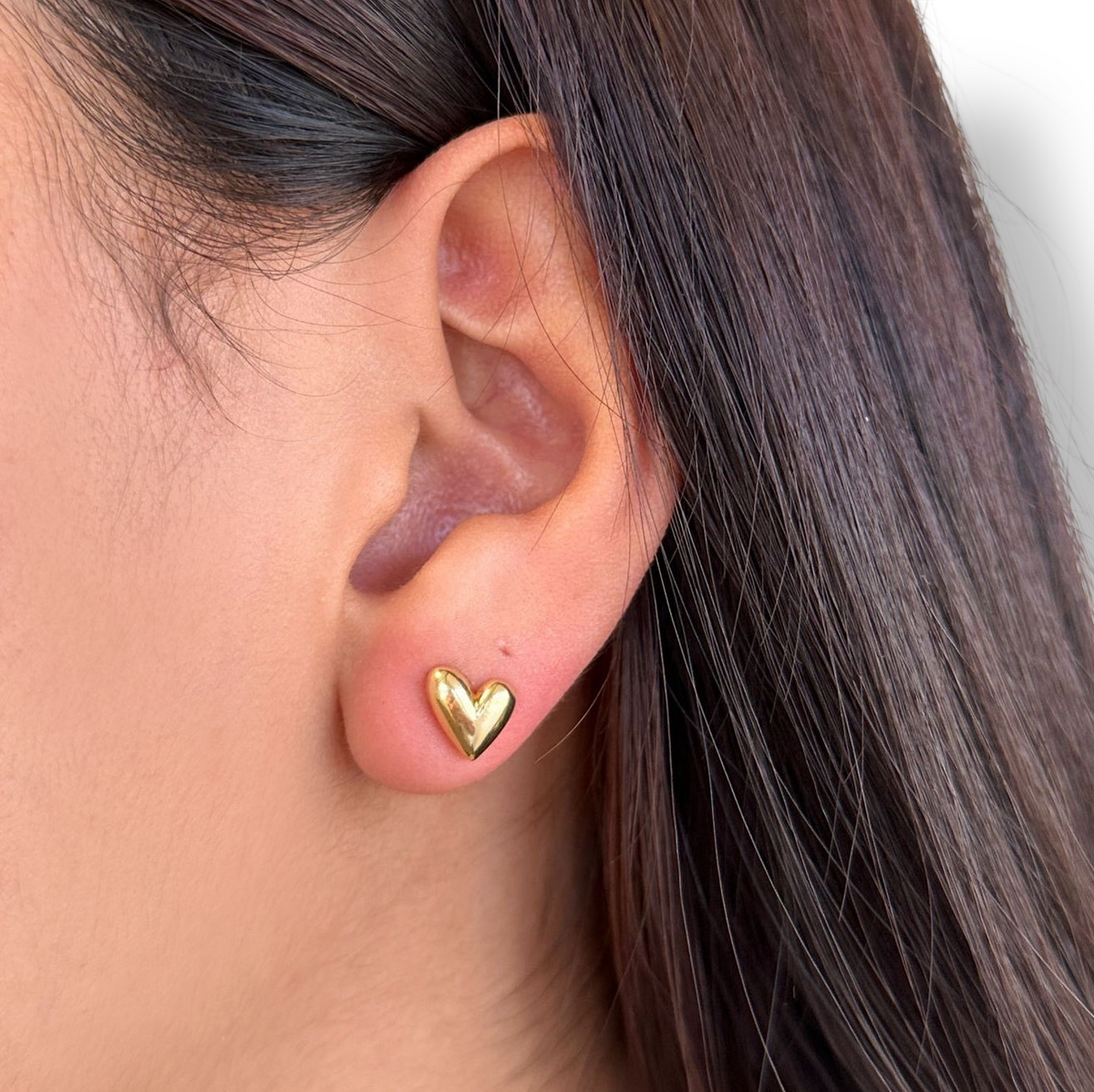 Asymmetric Heart 8mm Stud Earrings in 18K gold-filled, view 3