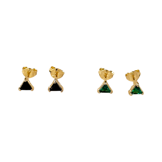 5mm CZ Triangle Stud 18K Gold Filled Earrings