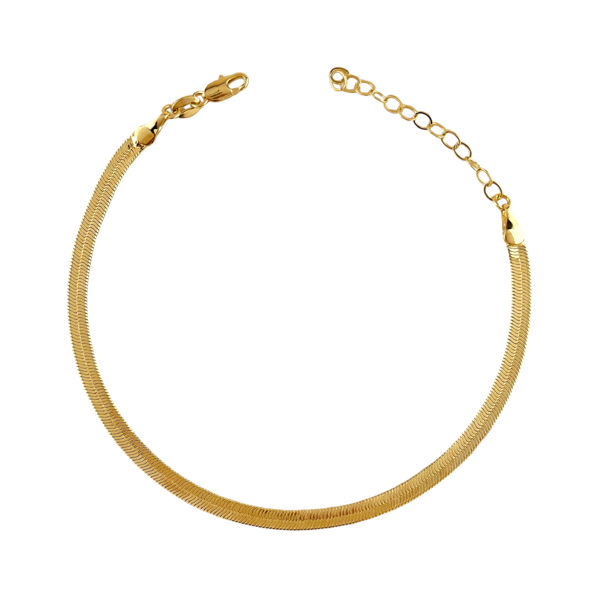 Herringbone Chain 4mm Anklet in 18K gold-filled