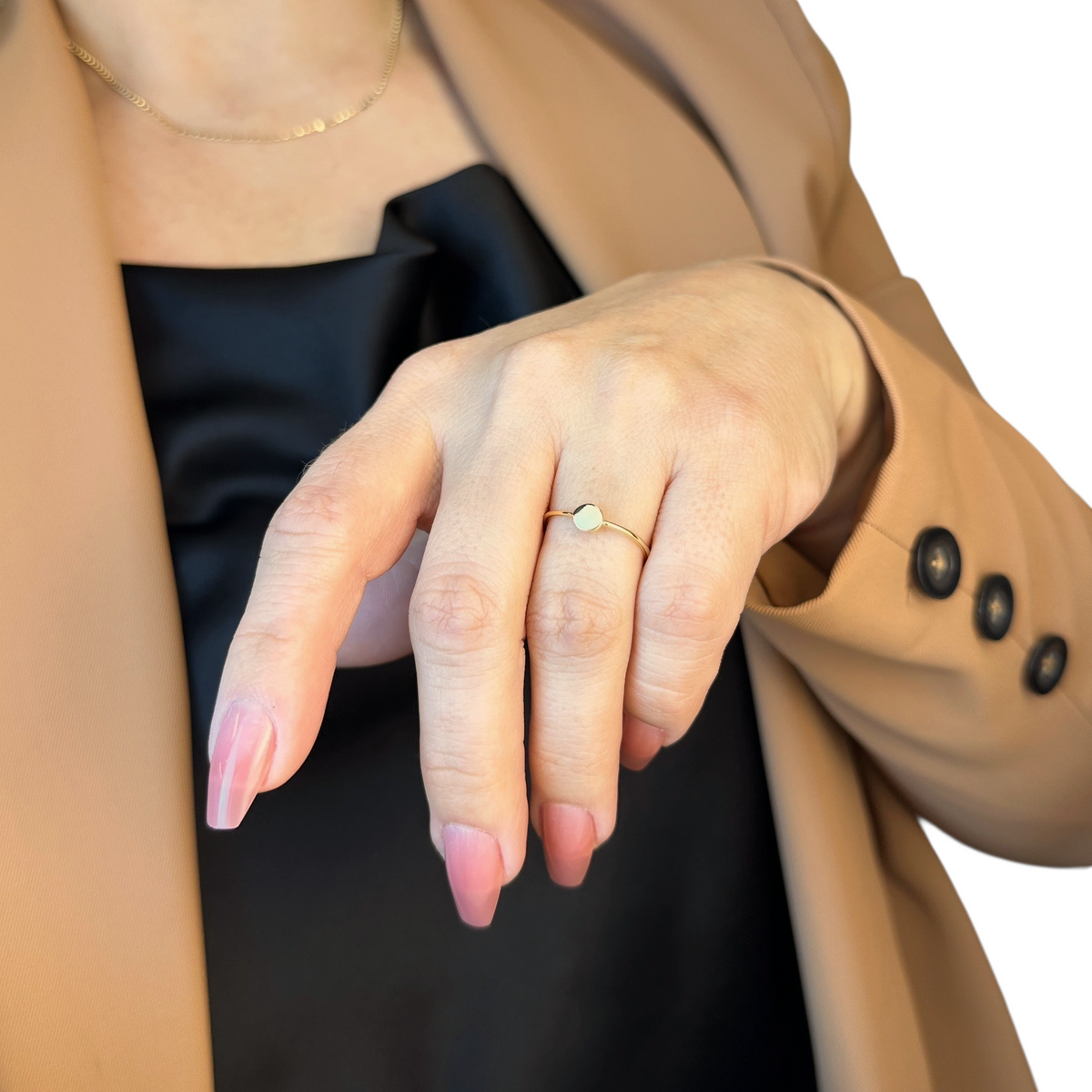 Flat Disc Signet Ring in 18K gold-filled, view 7