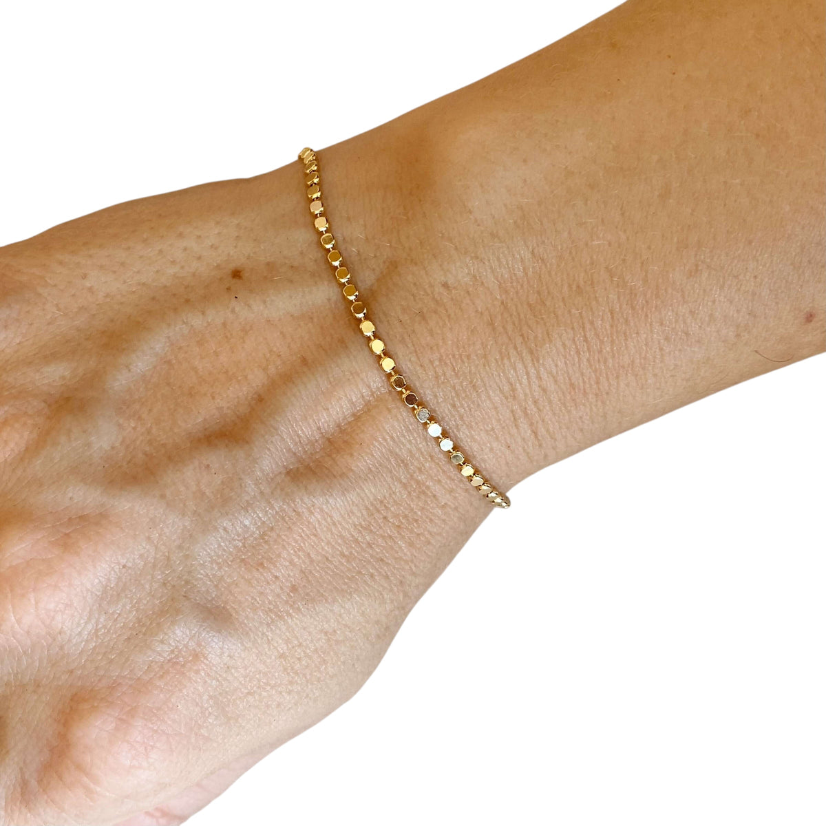 Dotted Chain 2mm Bracelet in 18K gold-filled, view 3