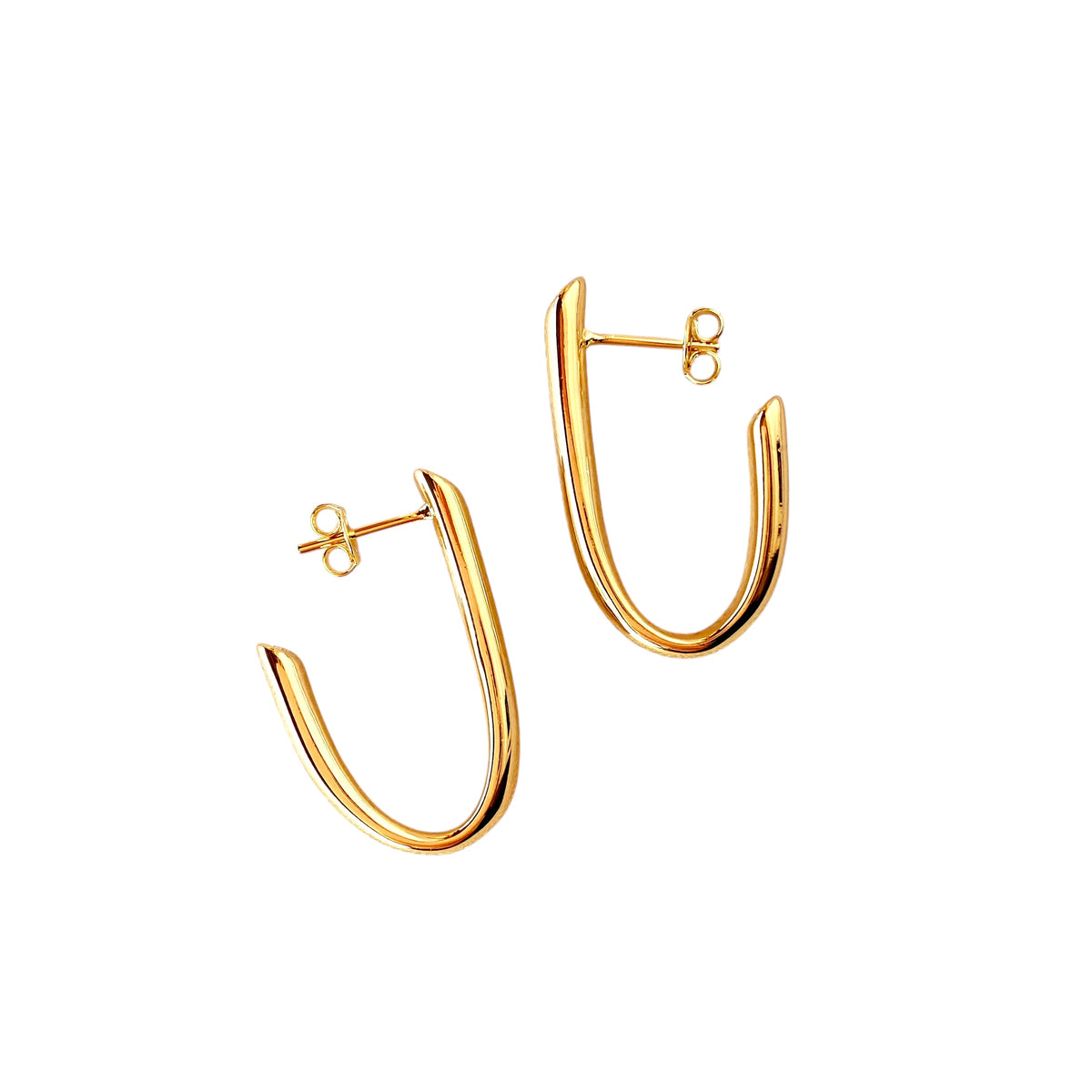 J-Shaped Open Hoop 30mm Earrings in 18K gold-filled, view 2