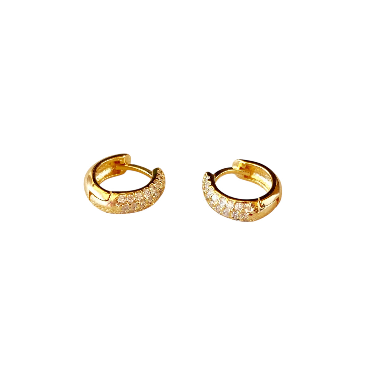 CZ Huggie 13mm Hoop Earrings in 18K gold-filled