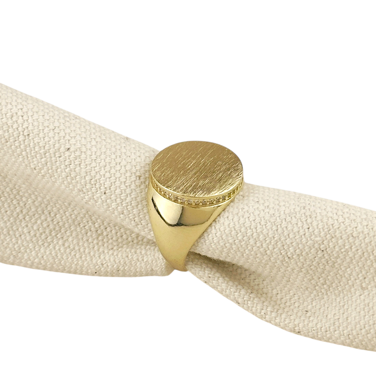 Brushed Button CZ Ring in 18K gold-filled, view 3