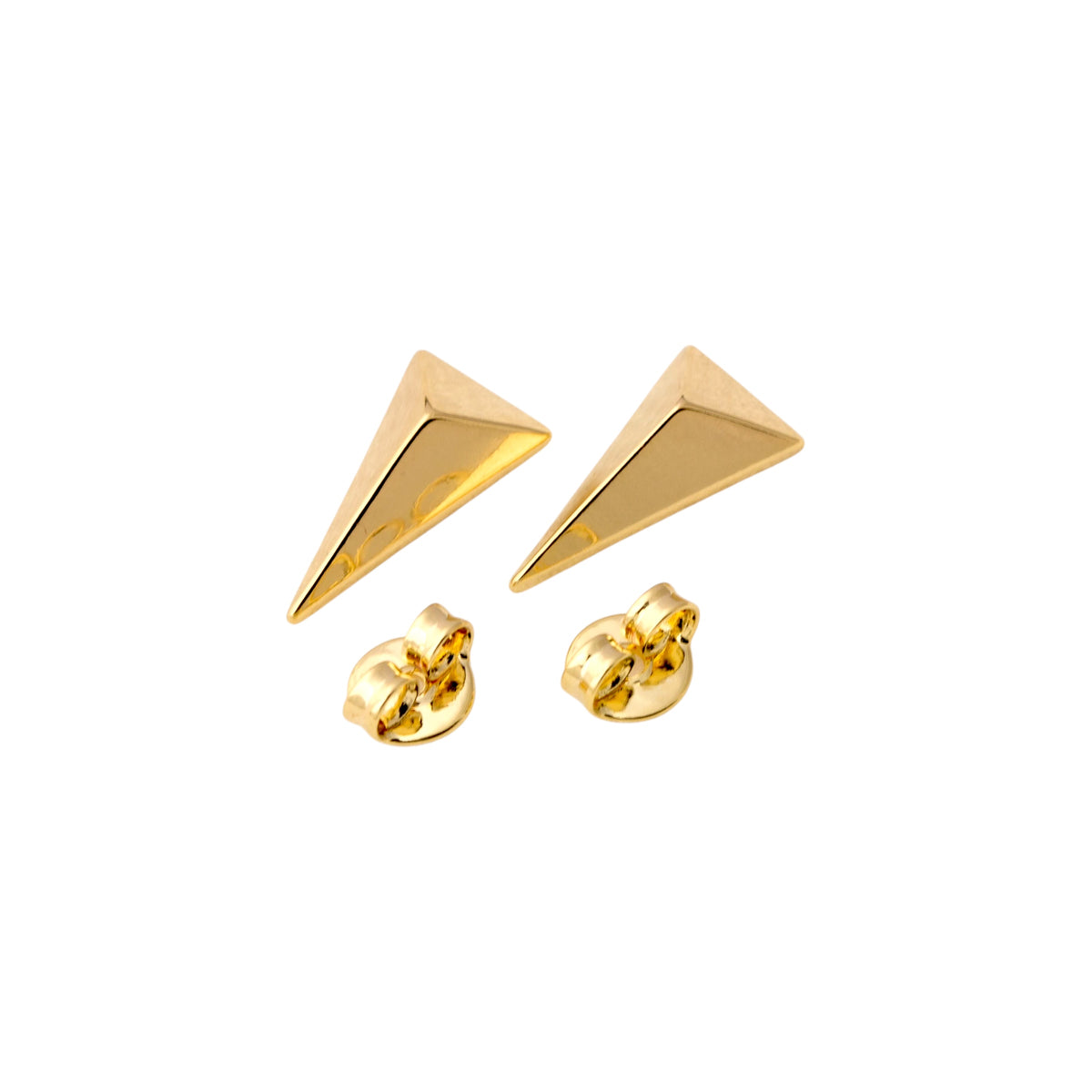 Elongated Faceted Triangle 14mm Stud Earrings in 18K gold-filled, view 3