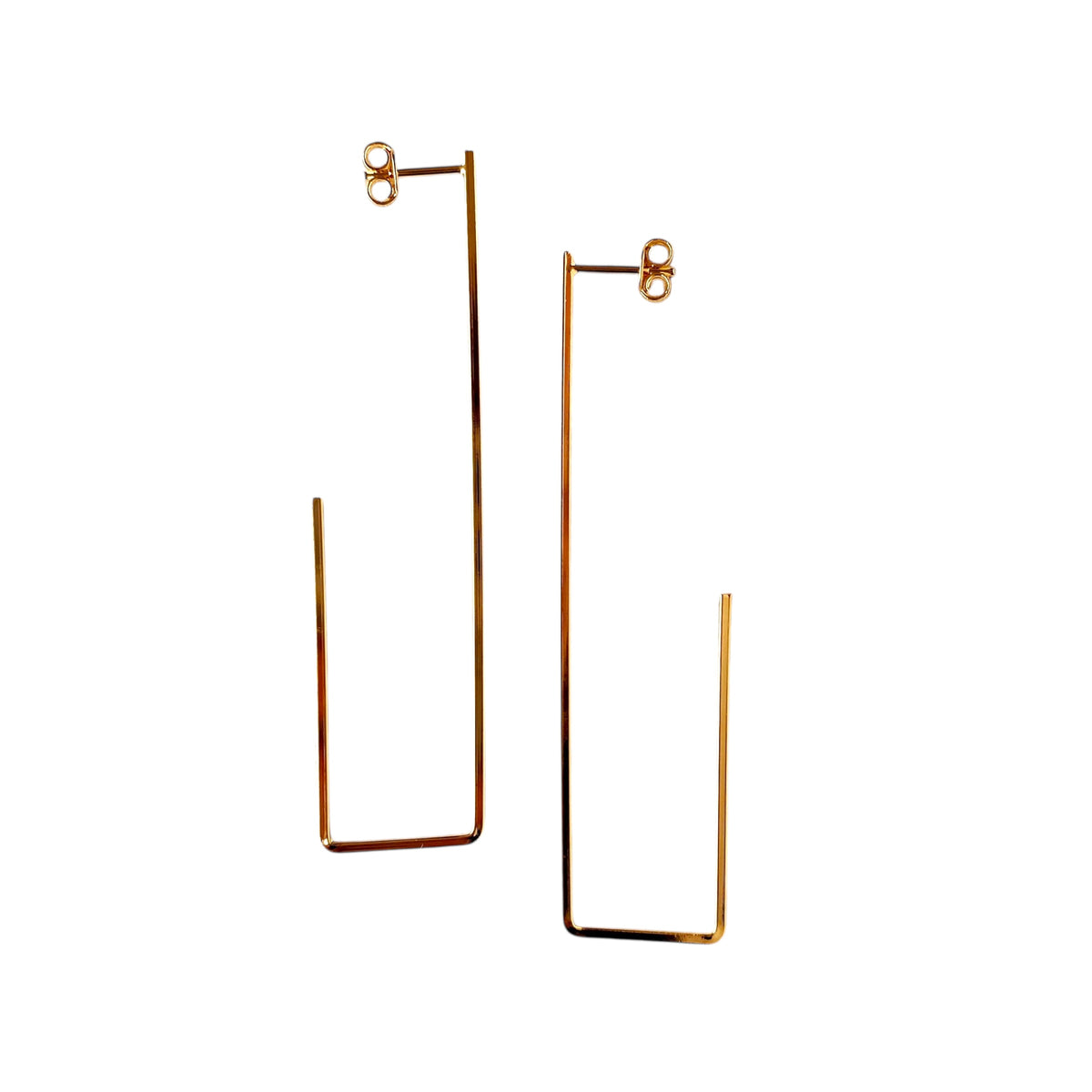 Rectangular Open Hoop 63mm Earrings in 18K gold-filled, view 2