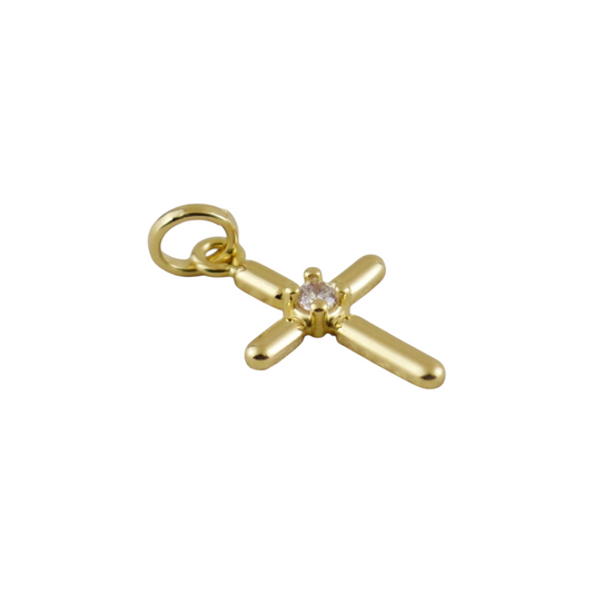 Polished Cross CZ 23mm 18k Gold Filled Pendant