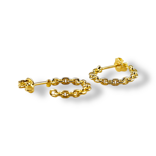 Cable Link Open Hoop 18k Gold Filled Earrings