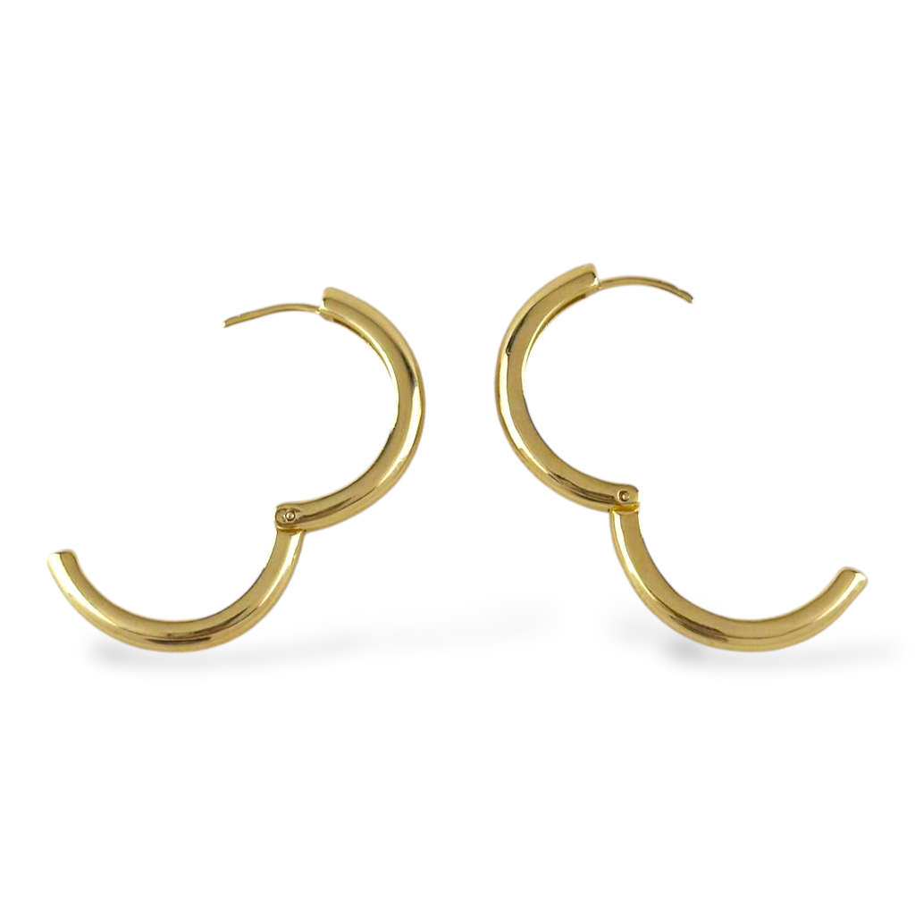 25mm Polished Hinged Huggie 18K Gold Filled Hoop Earrings