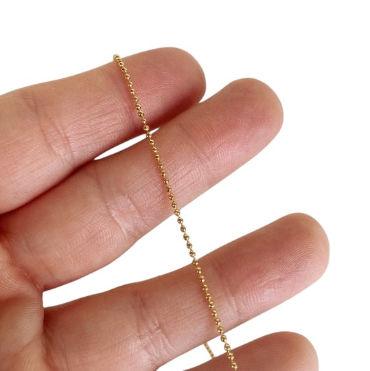 Diamond Cut Ball Chain 1mm Necklace in 18K gold-filled, view 6