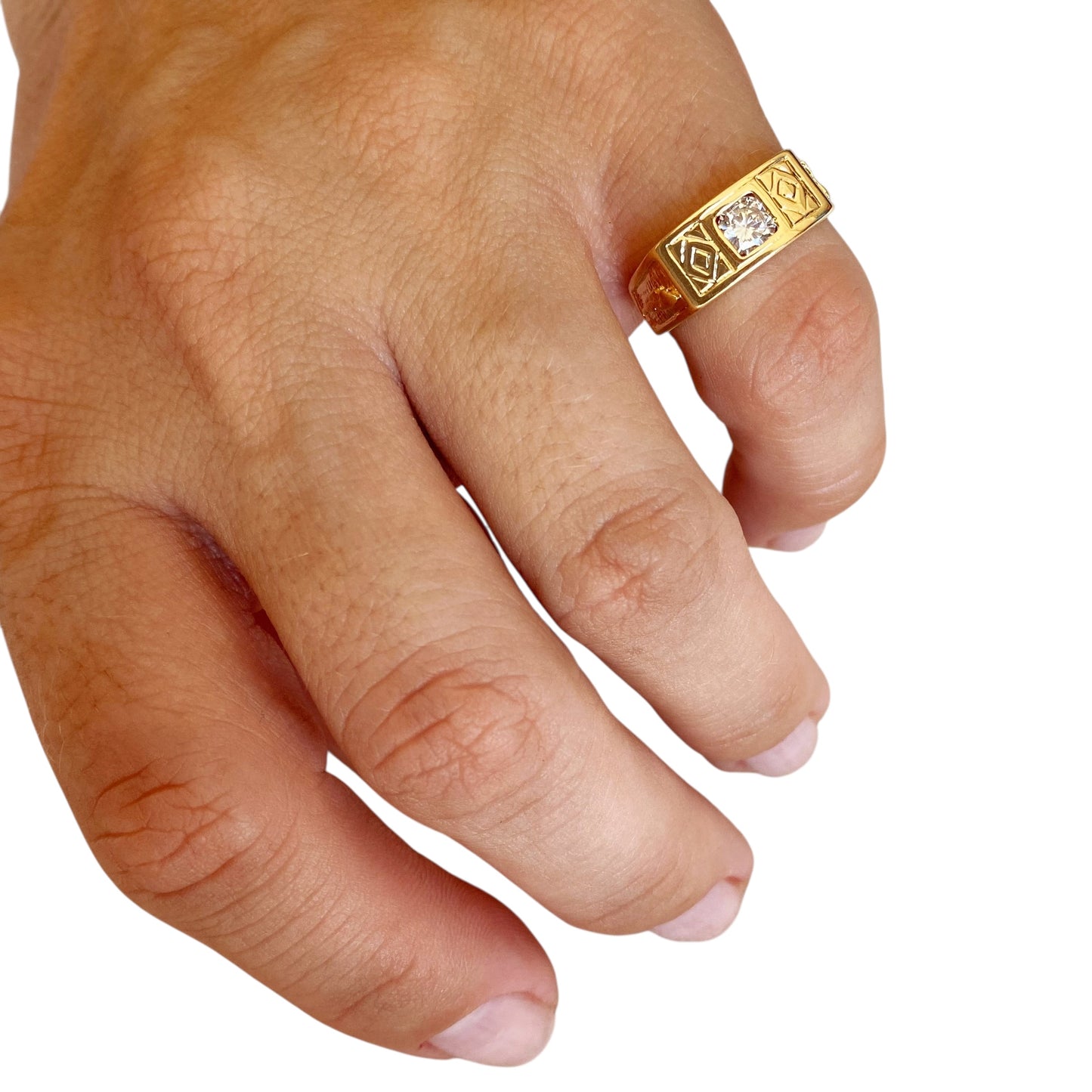 CZ Geometric Signet 18k Gold Filled Ring