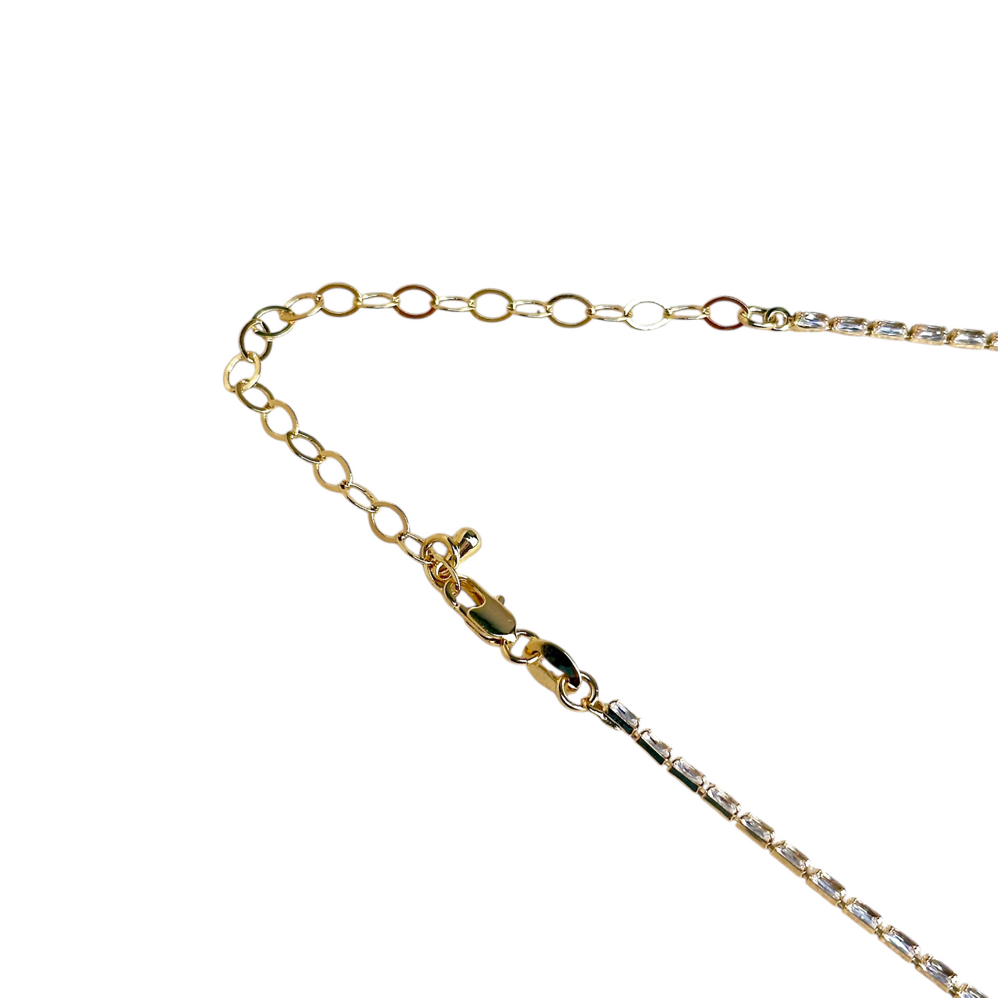 1.5mm Baguette CZ 18k Gold Filled Riviera Necklace