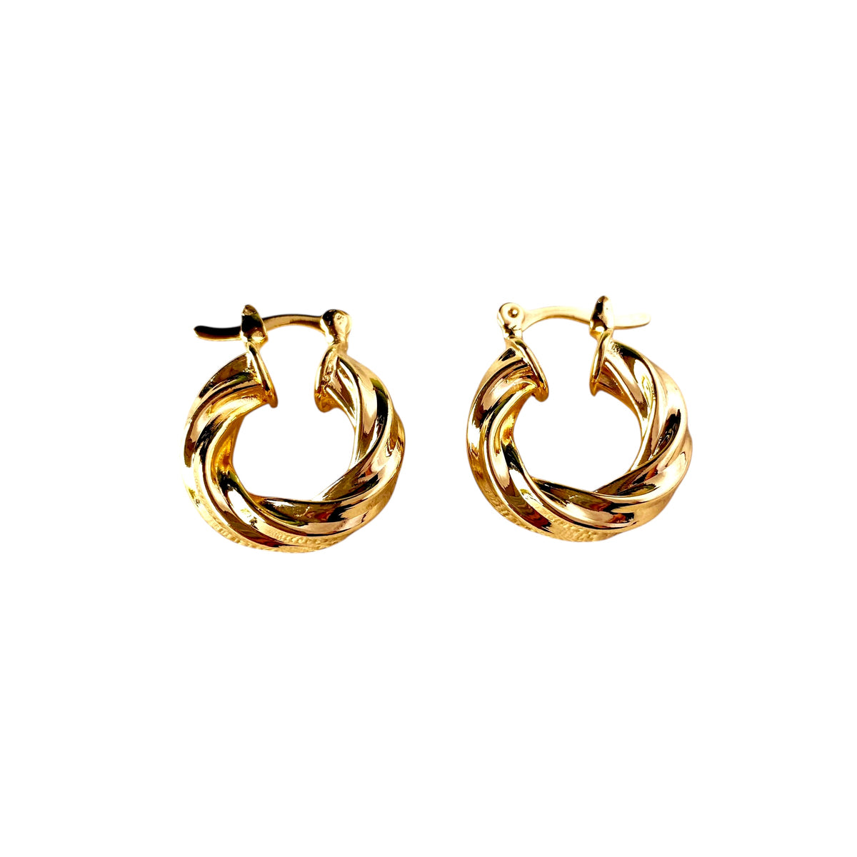 Twist Hoop 18mm Earrings in 18K gold-filled, view 2