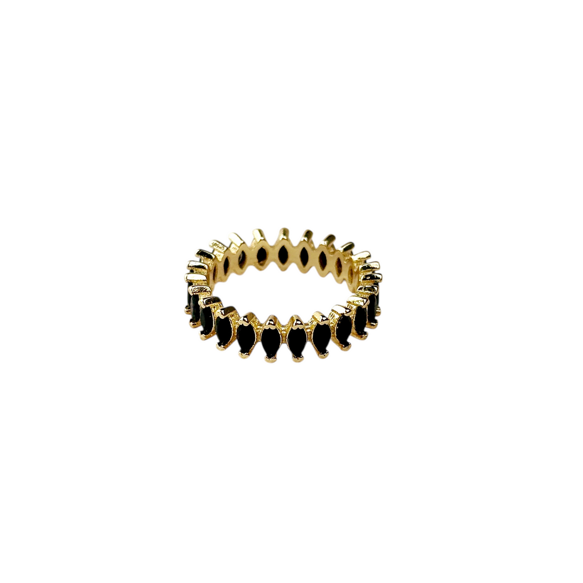 Marquise CZ Eternity Band Ring in 18K gold-filled, Black