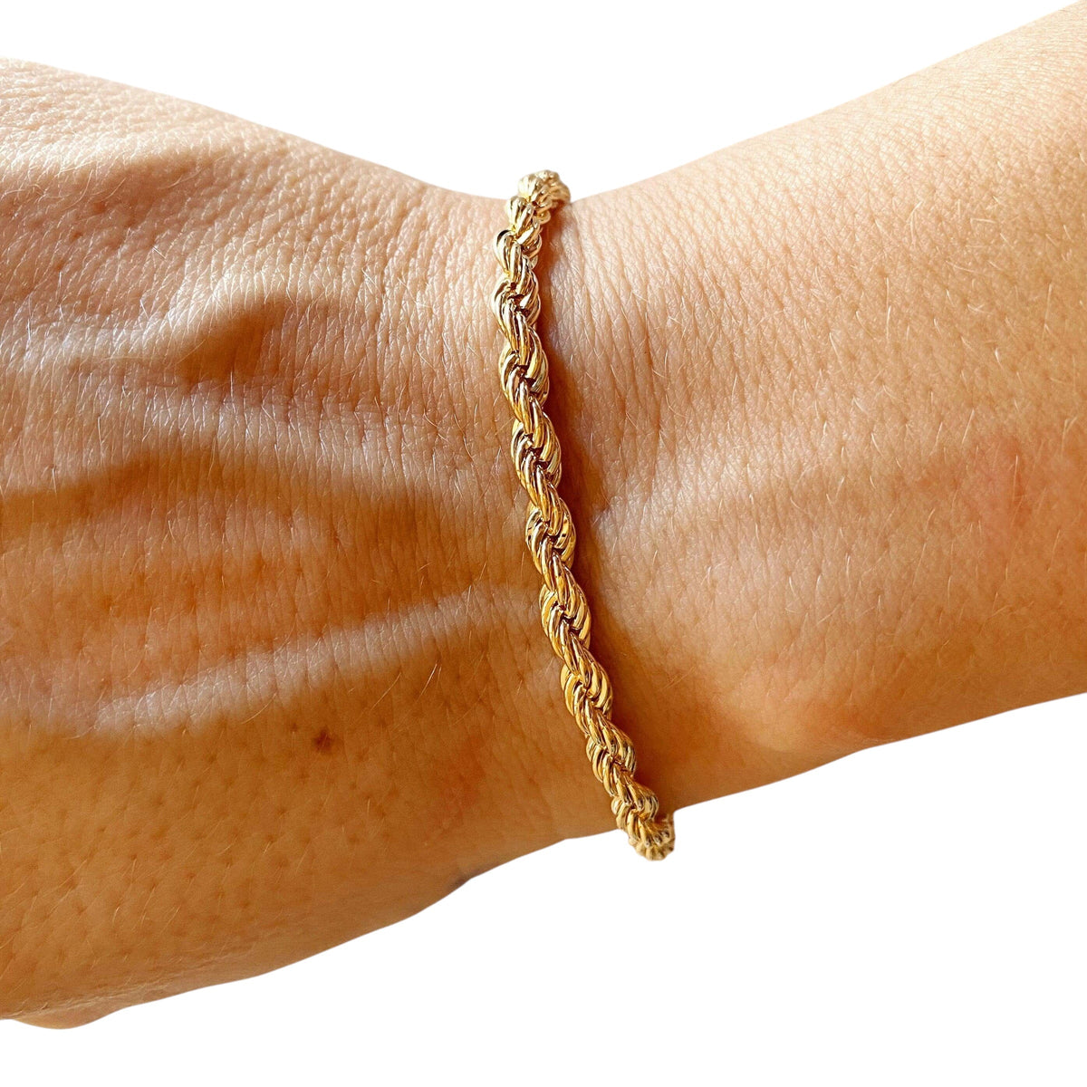 Rope Chain 4mm Bracelet in 18K gold-filled, view 3