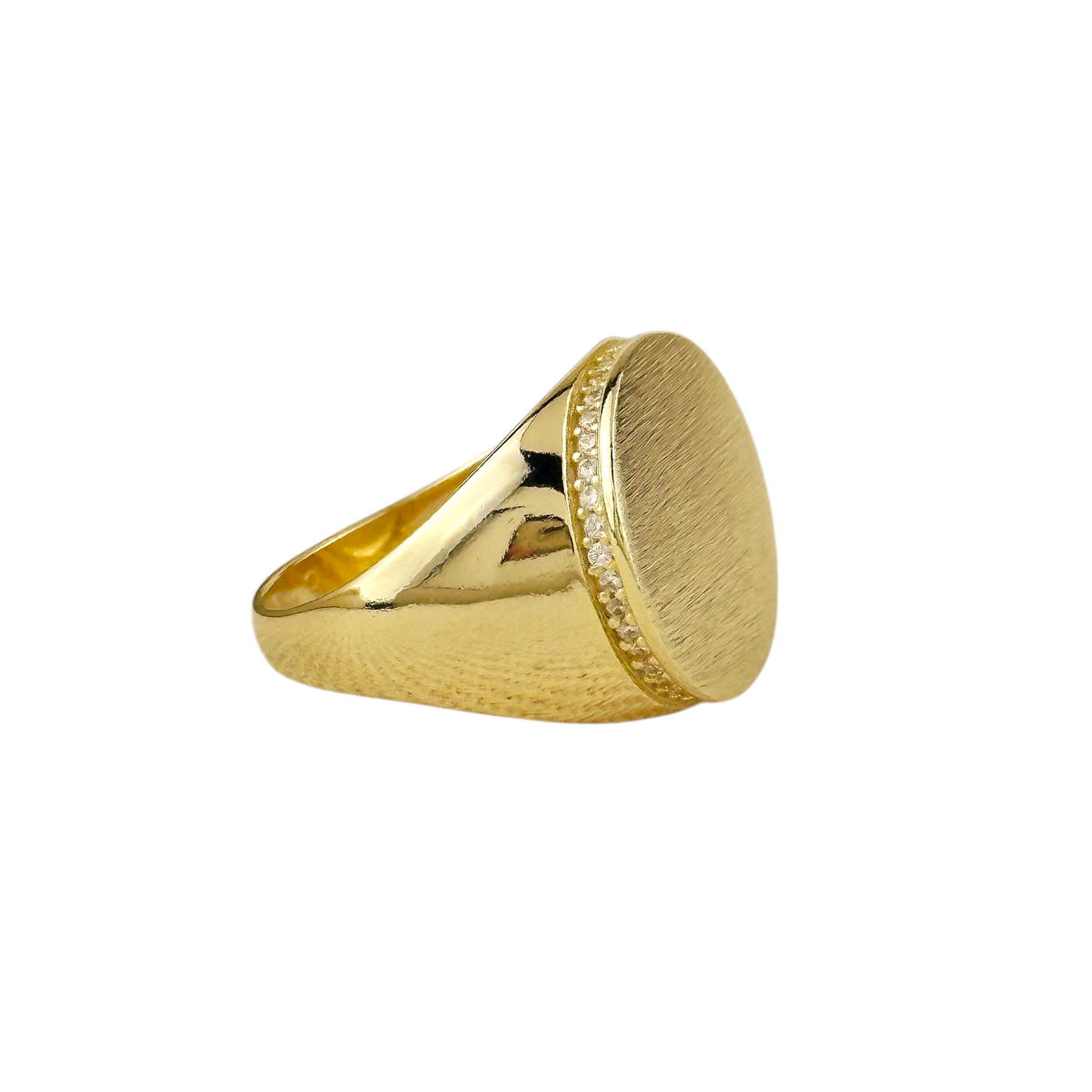 Brushed Button CZ Ring in 18K gold-filled, view 2