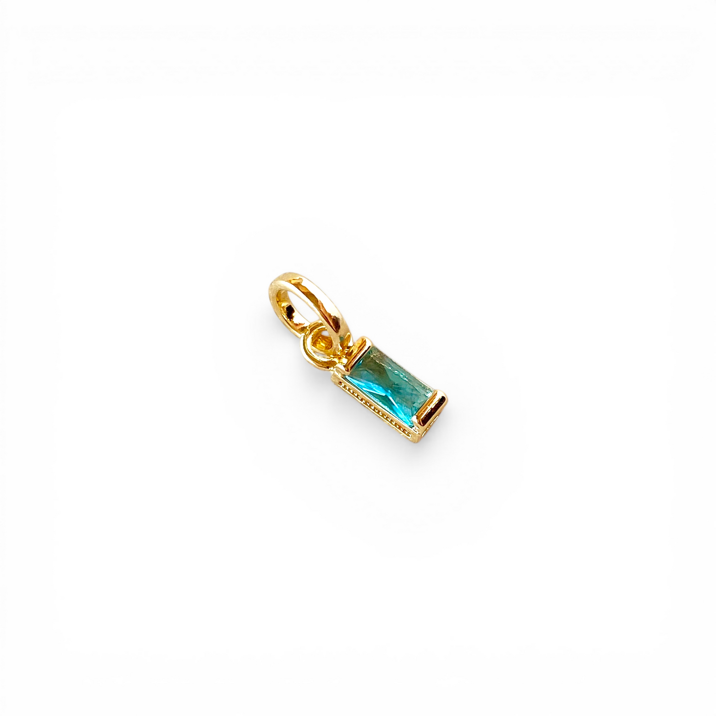 Birthstone Baguette CZ 10mm 18K Gold Filled Charm
