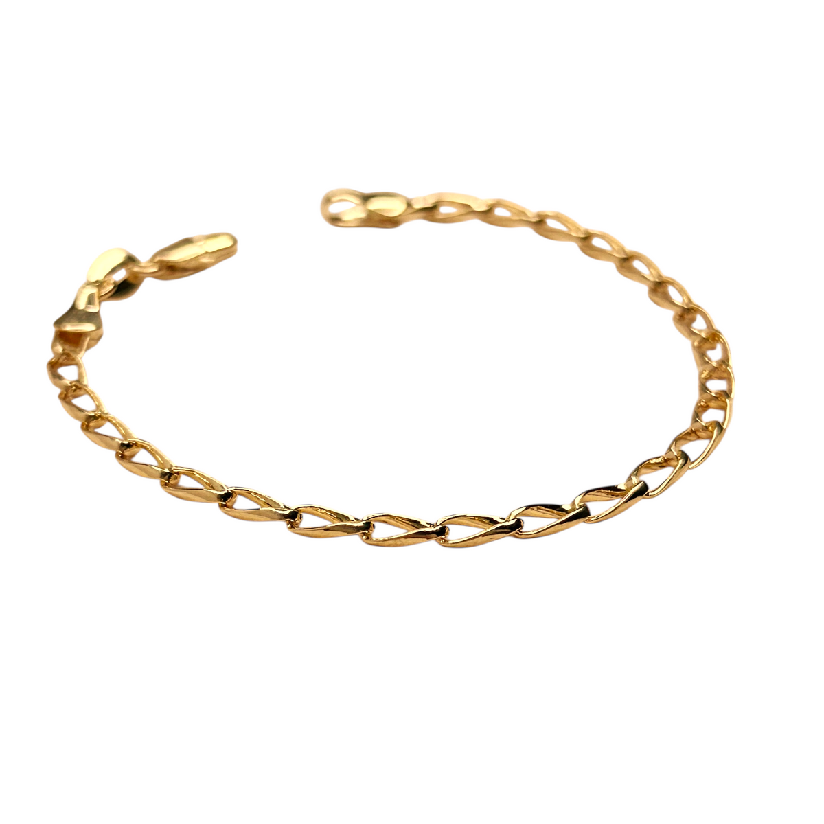 Twist Figaro Chain 18k Gold Bracelet, view 2