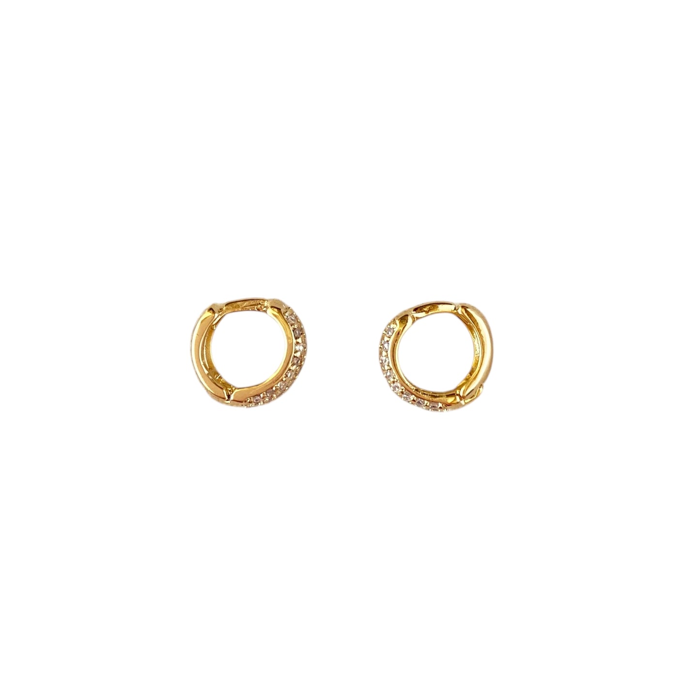 9.5mm CZ Huggie Hoop 18k Gold Filled Earrings
