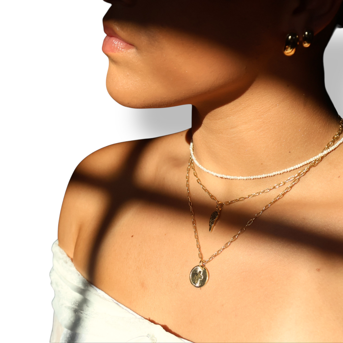 Sunburst Cross Medallion Necklace in 18K gold-filled, view 5