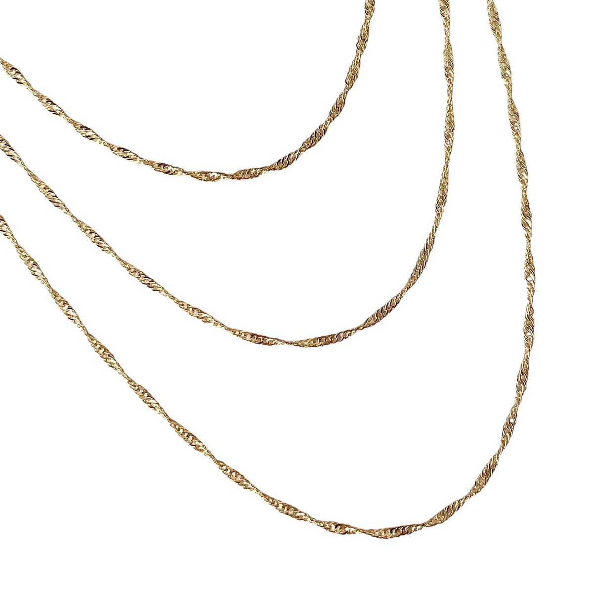 Singapore Chain 1.3mm Necklace in 18K gold-filled, view 2