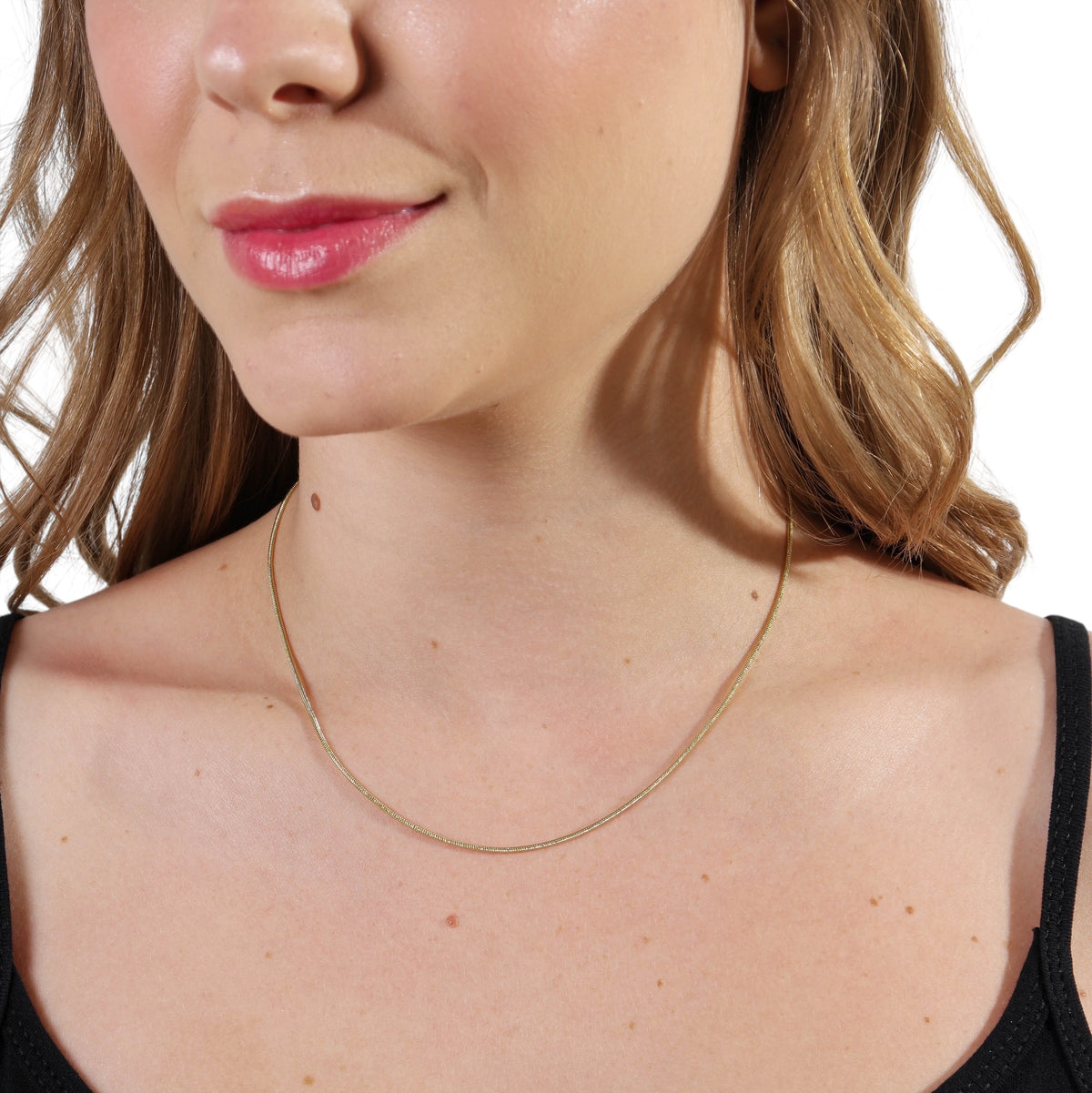 Round Snake Chain 1.2mm Necklace in 18K gold-filled, view 3