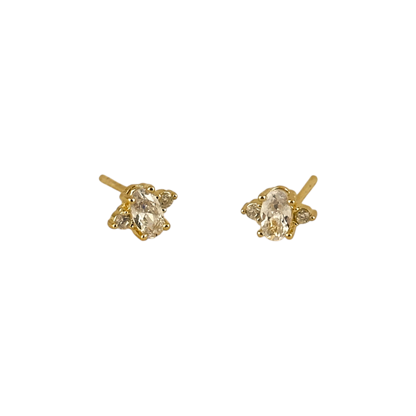 8mm Oval CZ Stud 18k Gold Filled Earrings