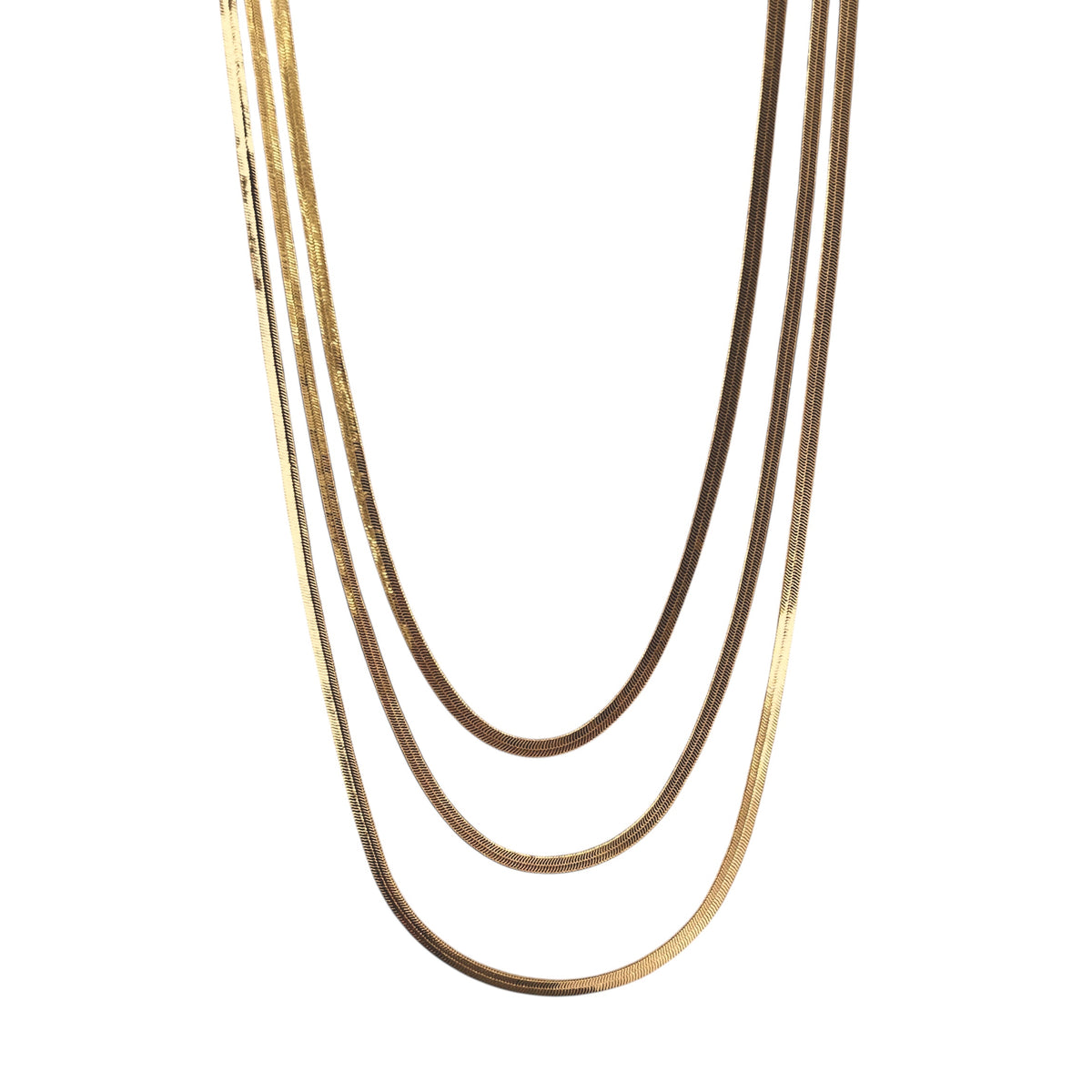 Herringbone Chain 3mm Necklace in 18K gold-filled
