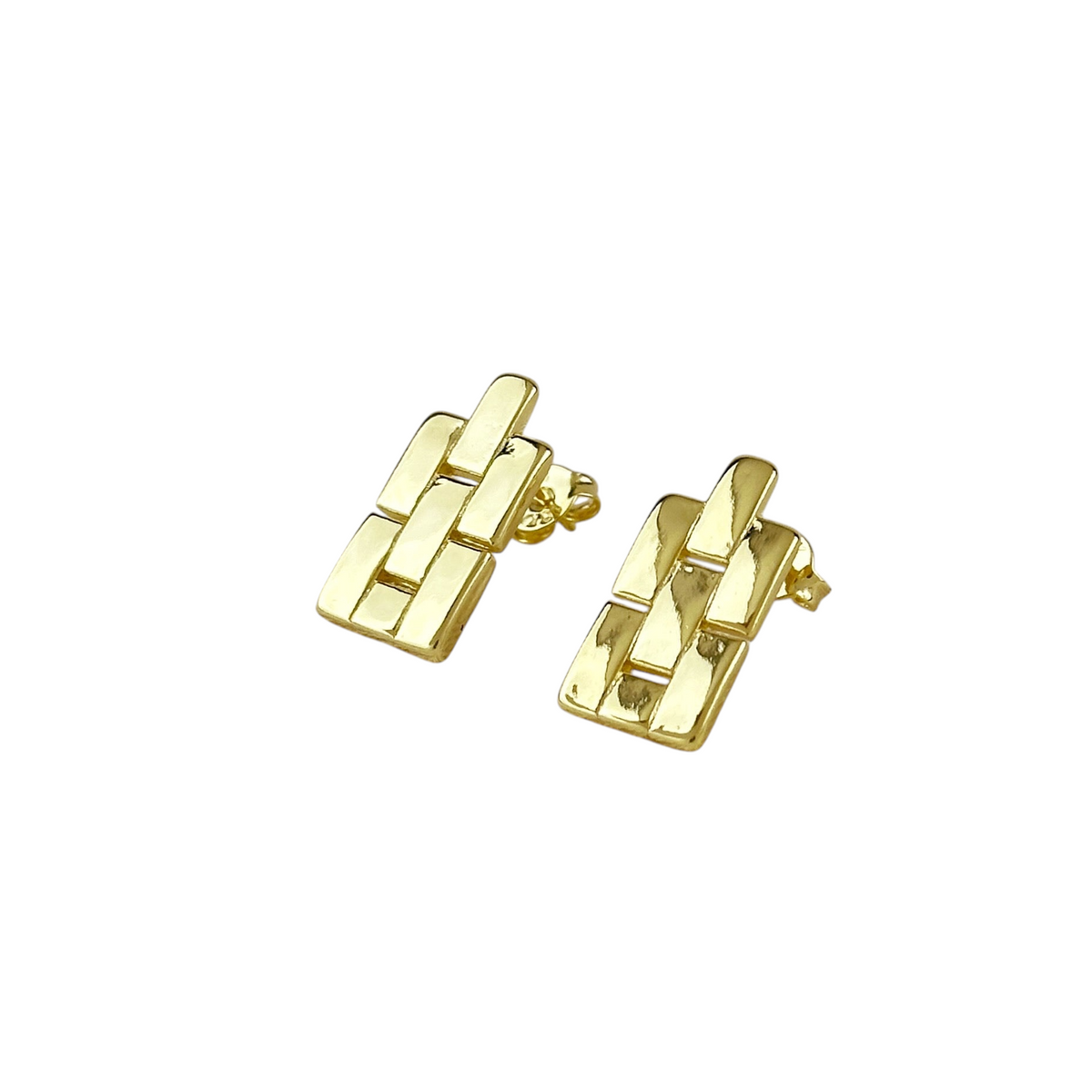 Brick Link 18mm Drop Earrings in 18K gold-filled, view 3