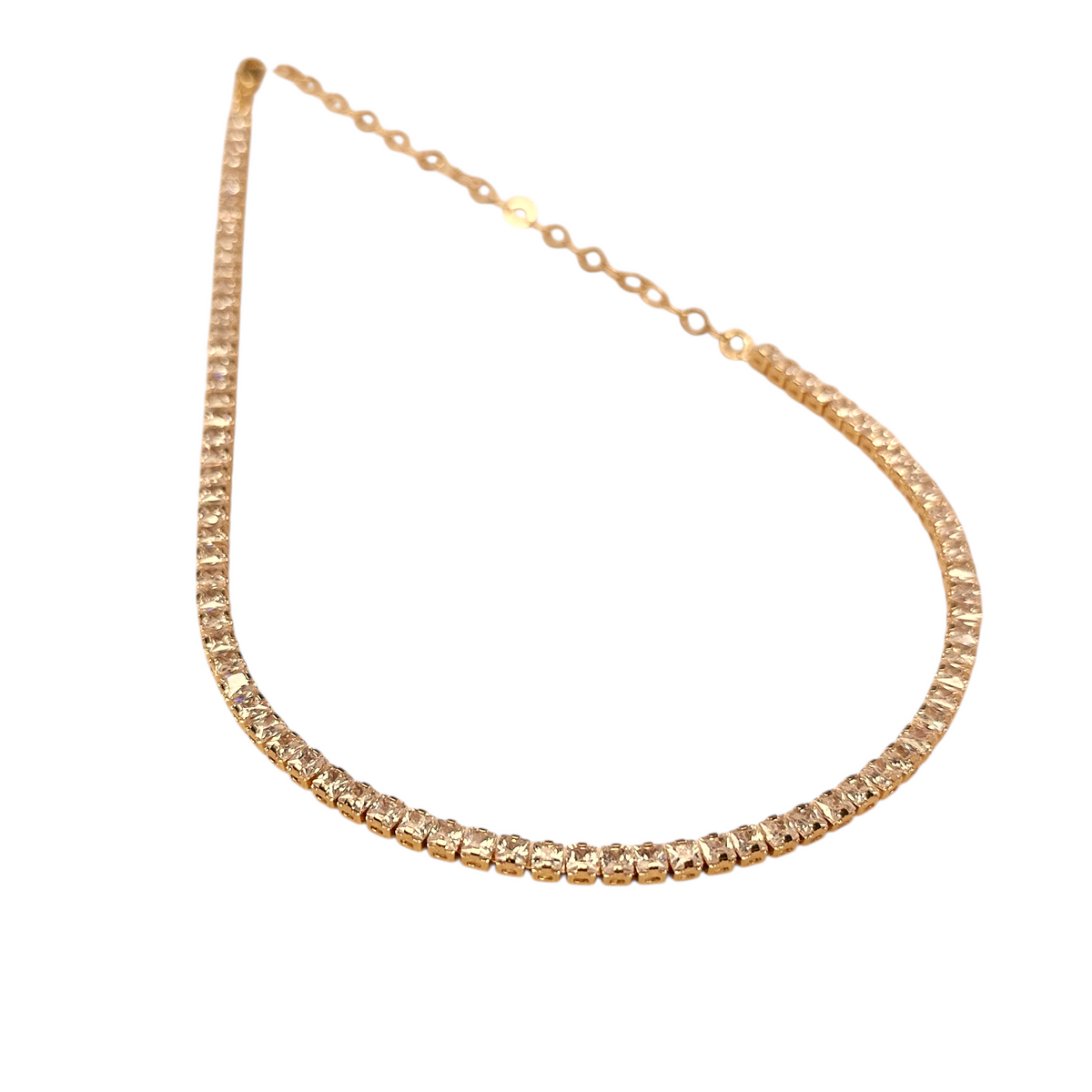 Clear CZ 3mm Riviera Necklace in 18K gold-filled, view 4