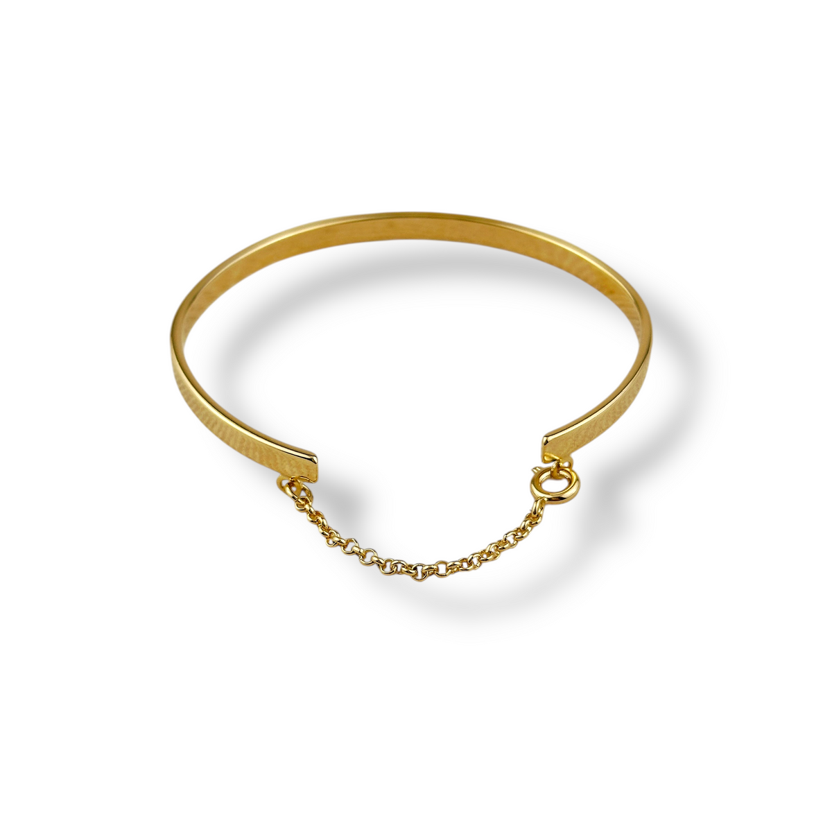 Polished Bangle Safety Chain Bracelet in 18K gold-filled, view 6