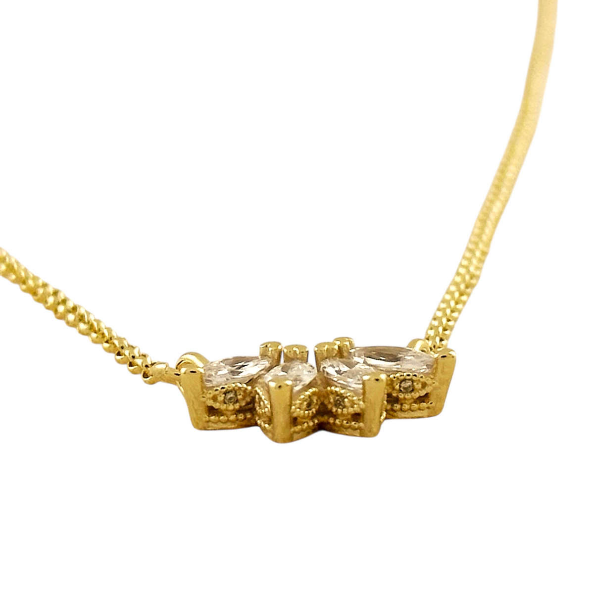 Lotus Flower CZ Necklace in 18K gold-filled, view 9